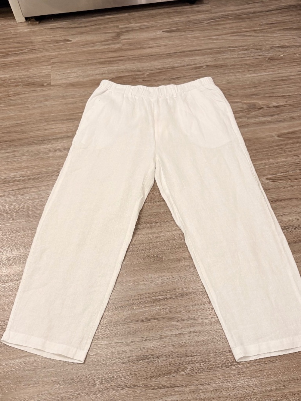 NWT Quince White 100% European Linen Pull On Pants, Ankle Length Size L - Picture 4 of 9